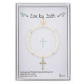 Cross Stretch Bracelet White 6"L