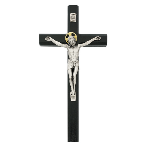 Crucifix - 10" Black Painted Crucifix, Boxed