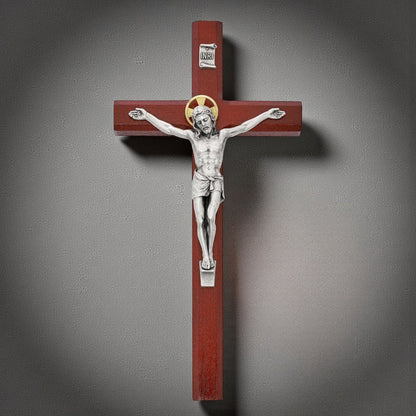 Crucifix - 10" Cherry Stained Crucifix, Boxed
