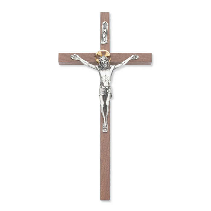 Crucifix - 10" Walnut Stain Crucifix, Boxed