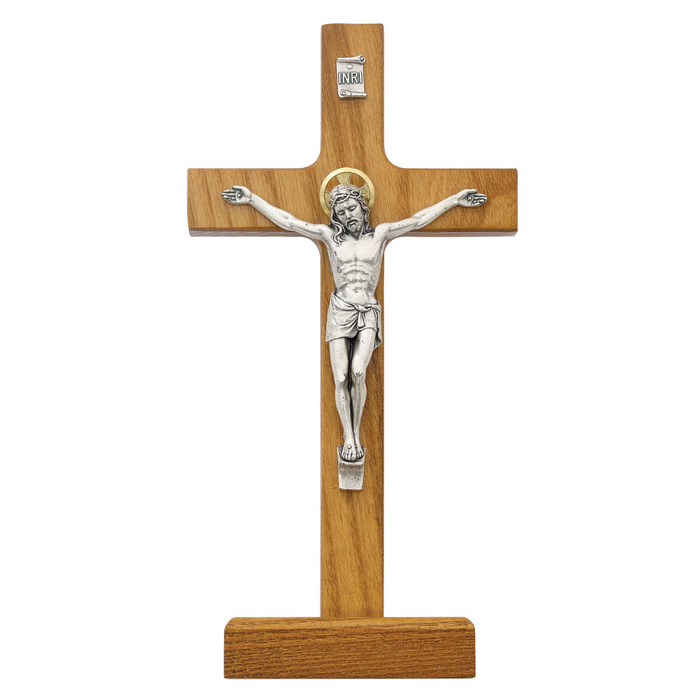 Crucifix - 8 in. Walnut Standing Crucifix Boxed