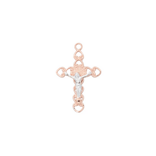 Crucifix Necklace - Rose-Gold over Sterling