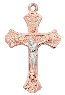 Crucifix Necklace - Rose-Gold over Sterling