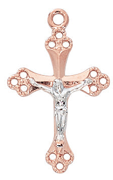 Crucifix Necklace - Rose-Gold over Sterling