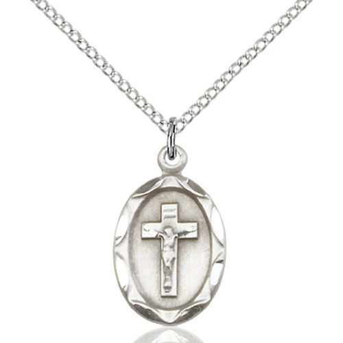 Crucifix Necklace Sterling Silver 18"