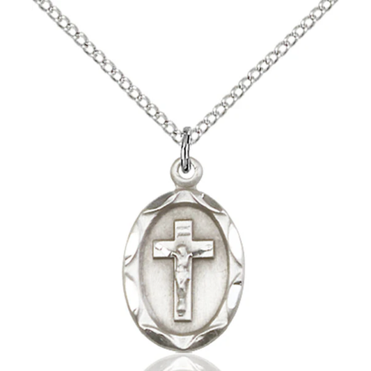 Crucifix Necklace Sterling Silver 18"