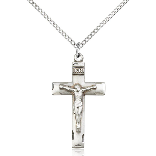 Crucifix Necklace Sterling Silver 18"