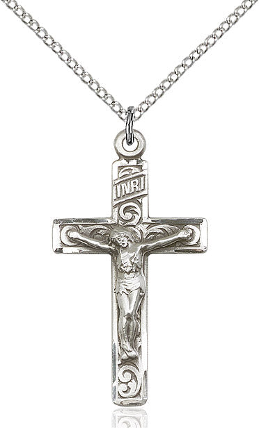 Crucifix Necklace Sterling Silver 18"