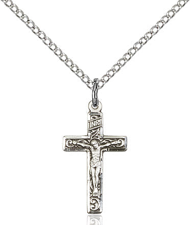 Crucifix Necklace Sterling Silver 18"
