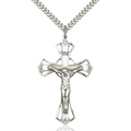 Crucifix Necklace Sterling Silver 24"