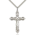 Crucifix Necklace Sterling Silver 24"