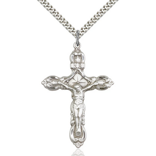 Crucifix Necklace Sterling Silver 24"