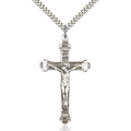 Crucifix Necklace Sterling Silver 24"