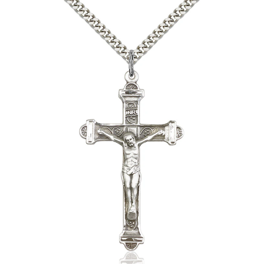Crucifix Necklace Sterling Silver 24"