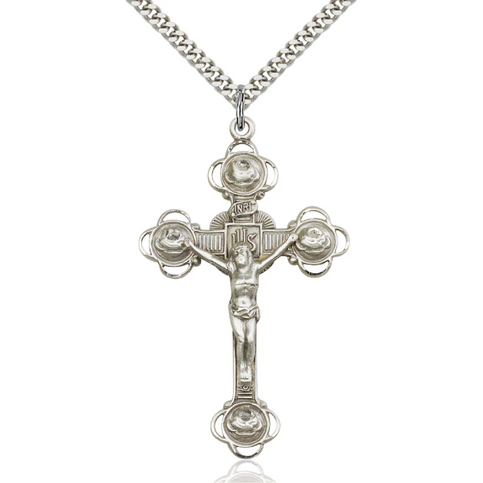 Crucifix Necklace Sterling Silver 24"