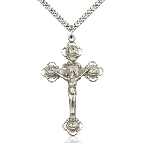 Crucifix Necklace Sterling Silver 24"