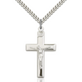Crucifix Necklace Sterling Silver 24"