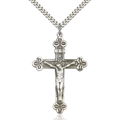 Crucifix Necklace Sterling Silver 24"