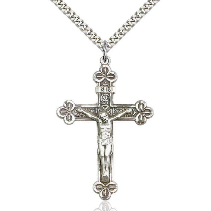 Crucifix Necklace Sterling Silver 24"