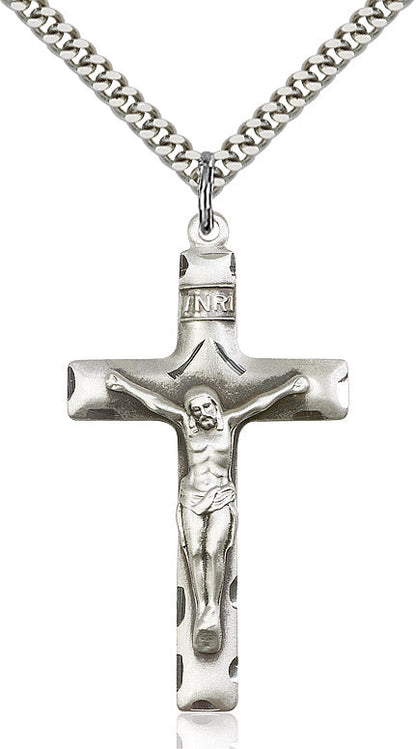 Crucifix Necklace Sterling Silver 24"