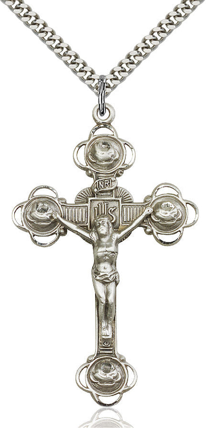 Crucifix Necklace Sterling Silver 24"