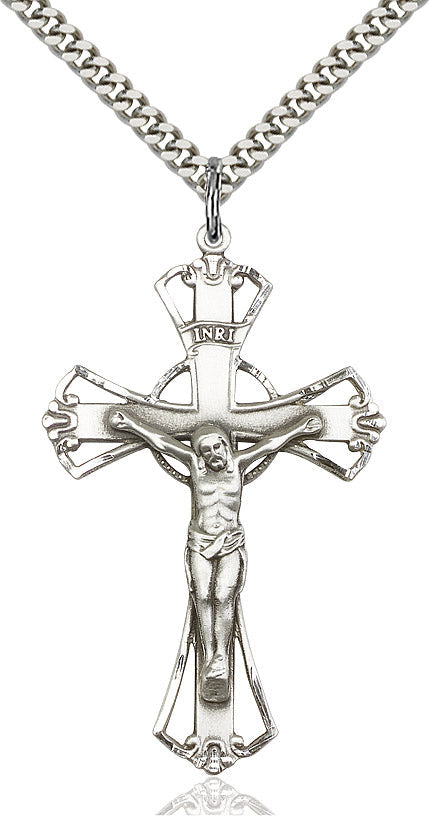 Crucifix Necklace Sterling Silver 24"