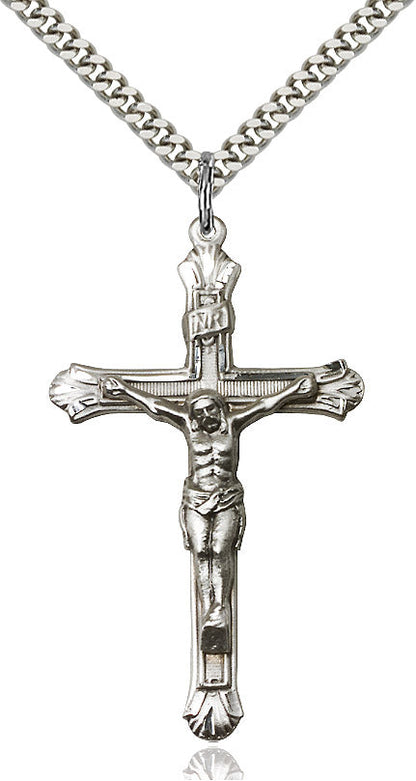 Crucifix Necklace Sterling Silver 24"