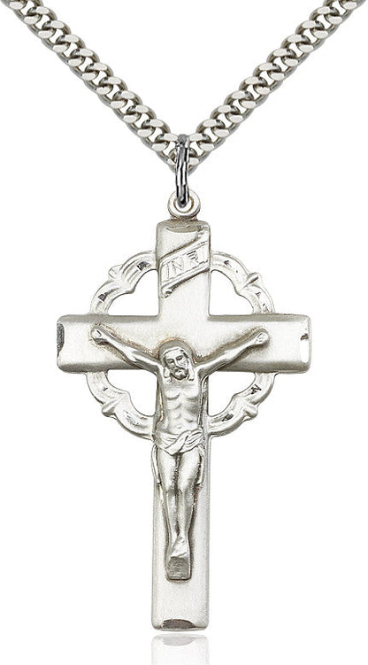 Crucifix Necklace Sterling Silver 24"