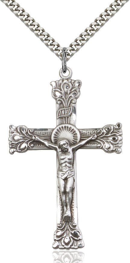 Crucifix Necklace Sterling Silver 24"