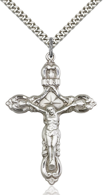 Crucifix Necklace Sterling Silver 24"