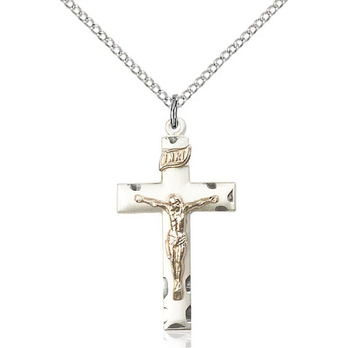 Crucifix Necklace Two-Tone 18"