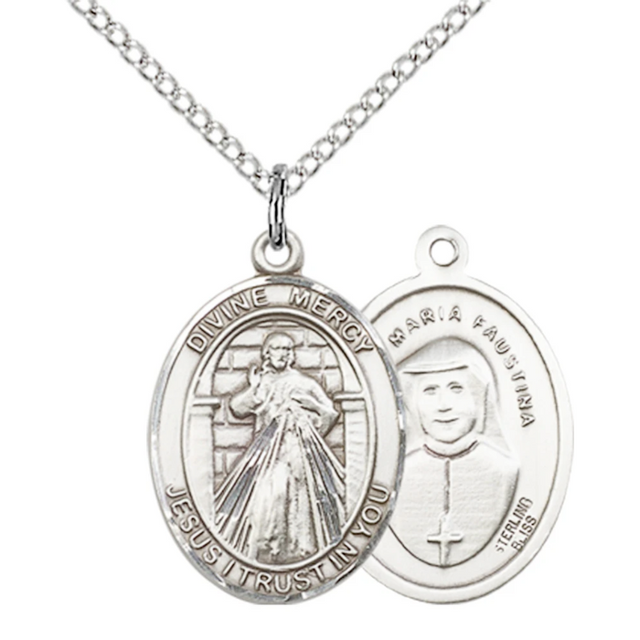 Divine Mercy Medal - Sterling Silver