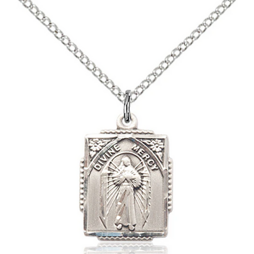 Divine Mercy Necklace Sterling Silver 18"