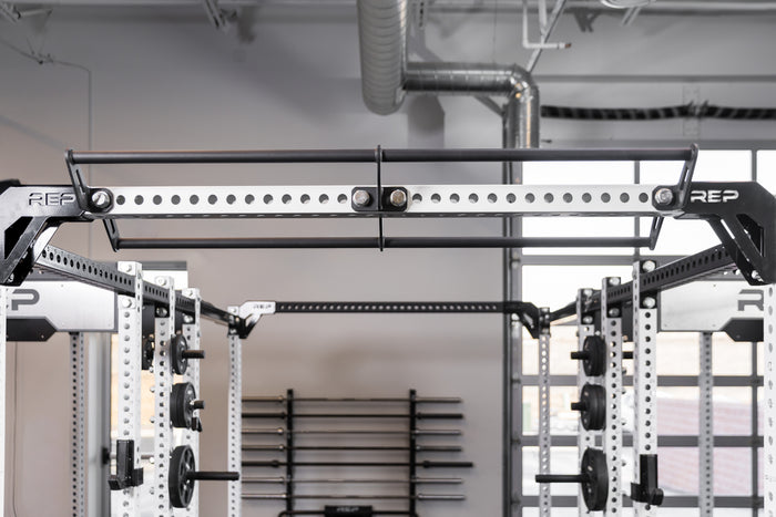 The REP Fitness Double Pull-Up Bar on an 82 inch crossmember