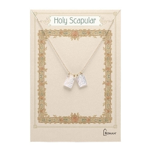 Double Scapular Shell Necklace Sterling Silver 18"L