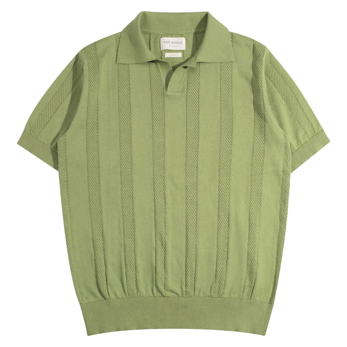 Far Afield Clifford Open-Knit Polo - Perf Green