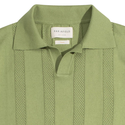 Far Afield Clifford Open-Knit Polo - Perf Green
