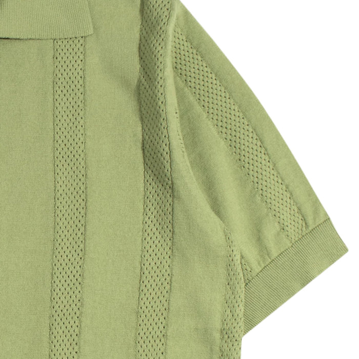Far Afield Clifford Open-Knit Polo - Perf Green