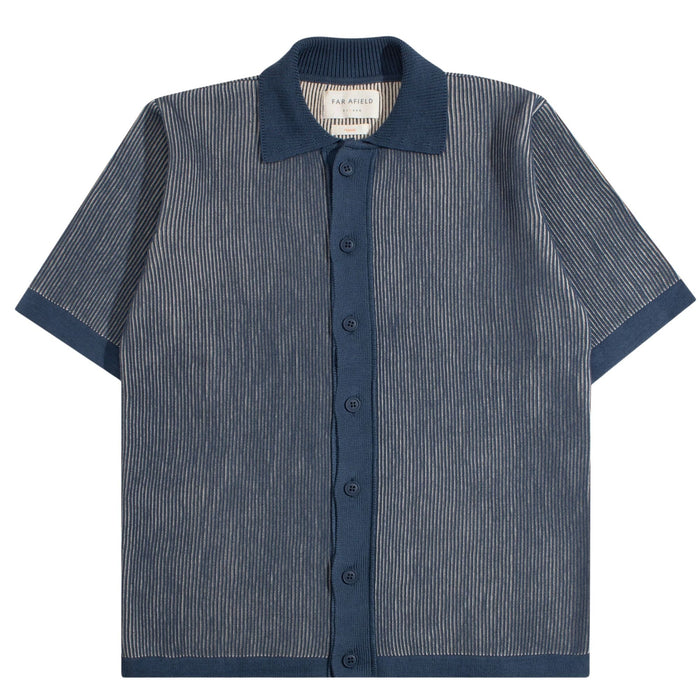 Far Afield Velzy Helio Stripe Knit Shirt - Blue/Sand