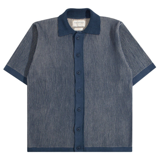 Far Afield Velzy Helio Stripe Knit Shirt - Blue/Sand
