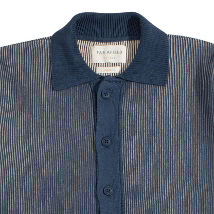Far Afield Velzy Helio Stripe Knit Shirt - Blue/Sand
