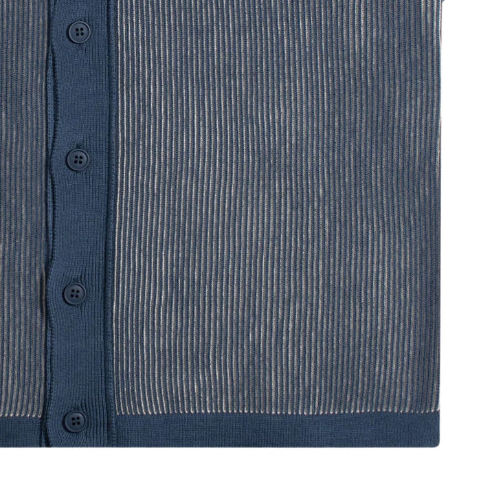 Far Afield Velzy Helio Stripe Knit Shirt - Blue/Sand