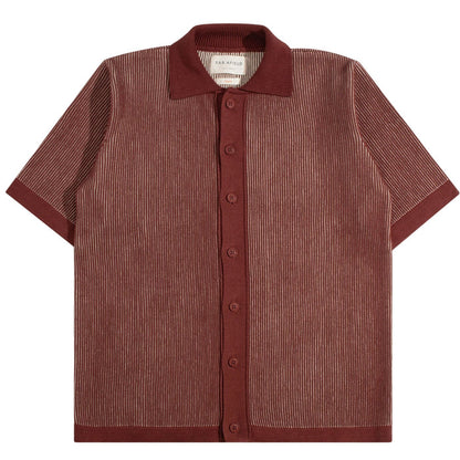 Far Afield Velzy Helio Stripe Knit Shirt - Red/Sand