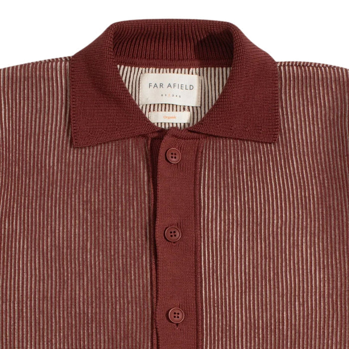 Far Afield Velzy Helio Stripe Knit Shirt - Red/Sand