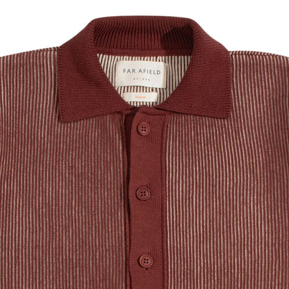 Far Afield Velzy Helio Stripe Knit Shirt - Red/Sand