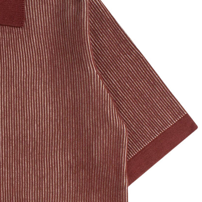 Far Afield Velzy Helio Stripe Knit Shirt - Red/Sand