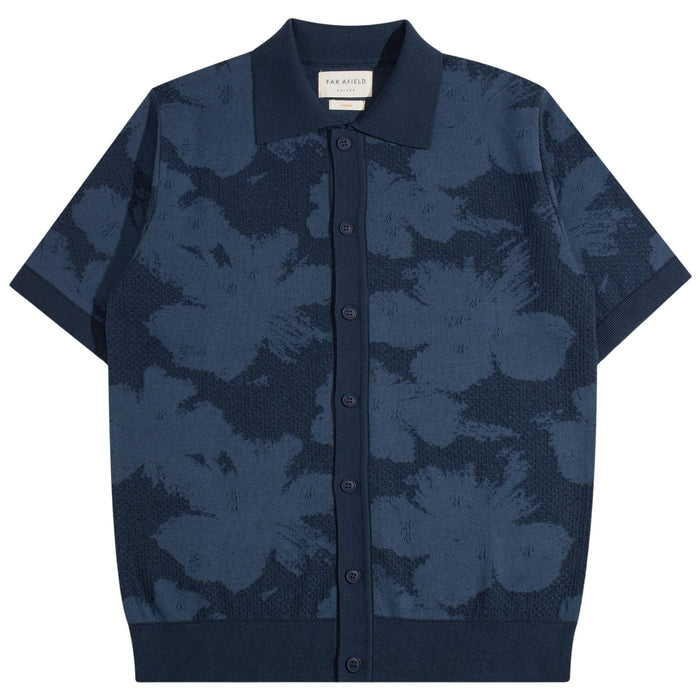 Far Afield Zigger Knitted Shirt - Navy