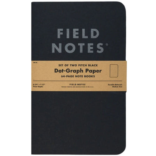 Field Notes 2 Pack Large Pitch Black Memo Book - Dot-Graph