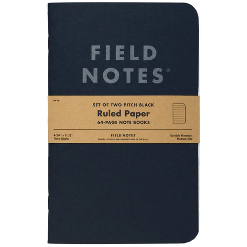 Field Notes 2 Pack Pitch Black Ruled Paper