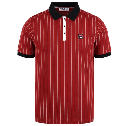 Fila Vintage BB1 Classic Vintage Striped Polo Shirt - Sun Dried Tomato